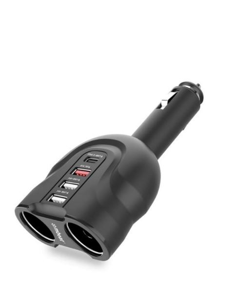 [9346396002367] mbeat® Gorilla Power Four Port USB-C PD  QC3.0 Car Charger with Cigar Lighter Splitter features built-in over heat Package Weight: 120g
