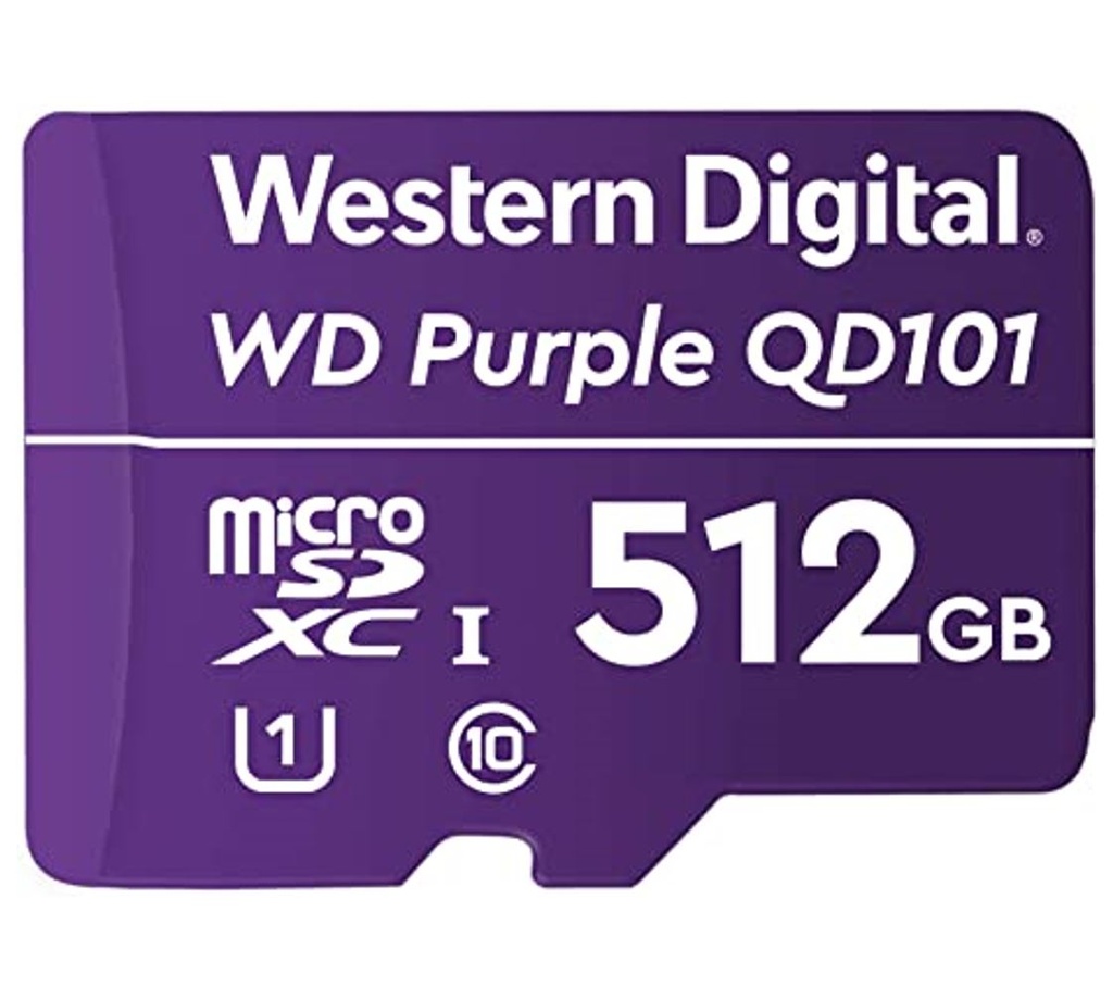 [718037874968] 718037874968 Western Digital WD Purple 512GB MicroSDXC Card 24/7 -25°C to 85°C Weather  Humidity Resistant for Surveillance IP Cameras mDVRs NVR Dash Cams Drones