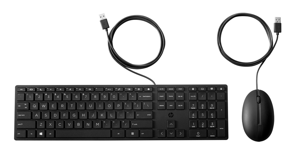 [194721888037] 194721888037 HP 320MK USB Wired Desktop Keyboard Mouse Combo Reduced-sized  Low-Profile Quiet Keys Easy Clean PlugPlay for Notebook Desktop PC