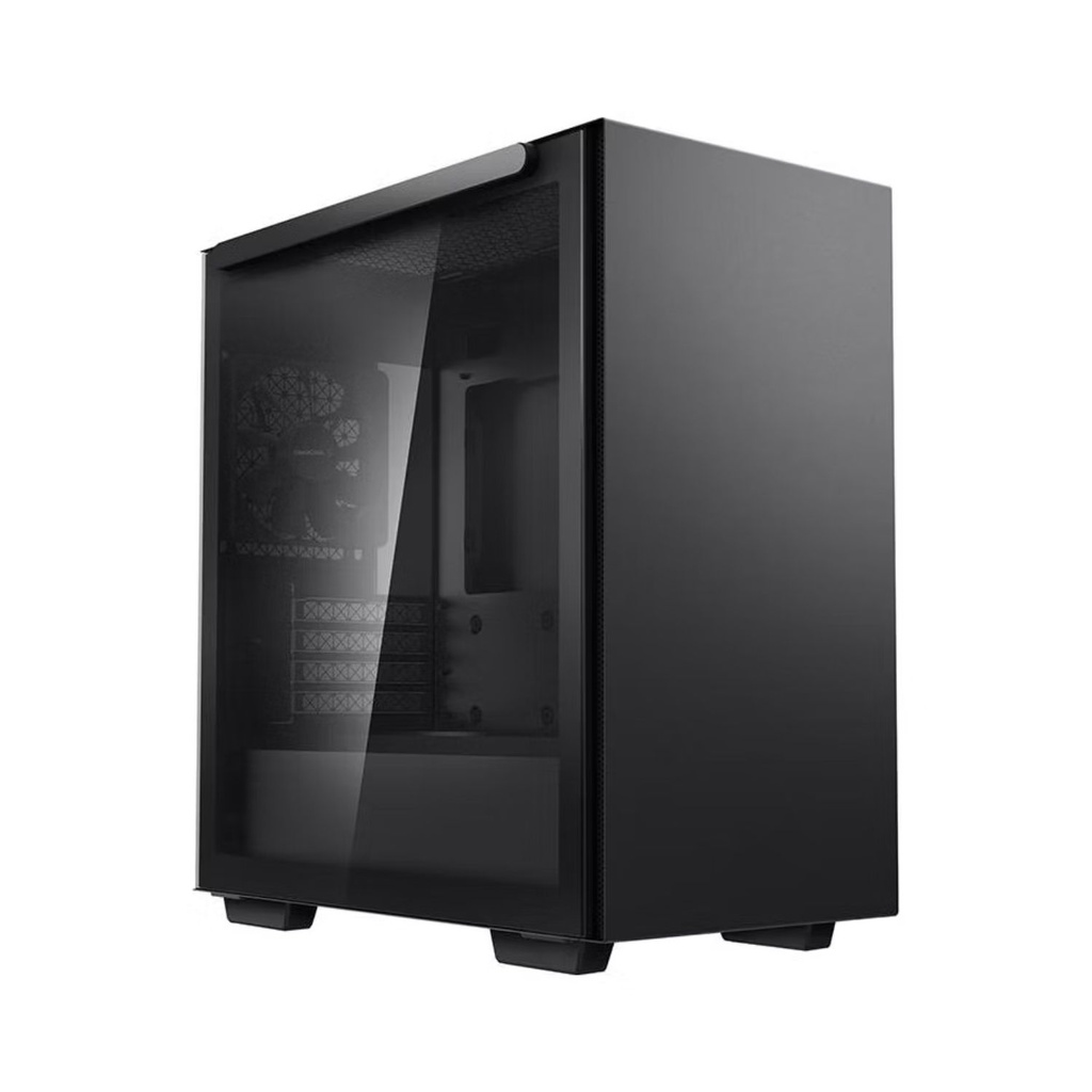 [6933412714385] DeepCool MACUBE 110 Black Minimalistic Micro-ATX Case, Magnetic Tempered Glass Panel, Removable Drive Cage, Adjustable GPU Holder, 1xPreinstalled Fan