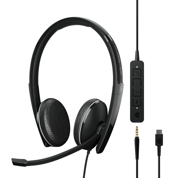 [5714708007210] 5714708007210 EPOS ADAPT 165 USB C II On-ear, double-sided USB-C headset, 3.5 mm jack and detachable USB cable with in-line call control