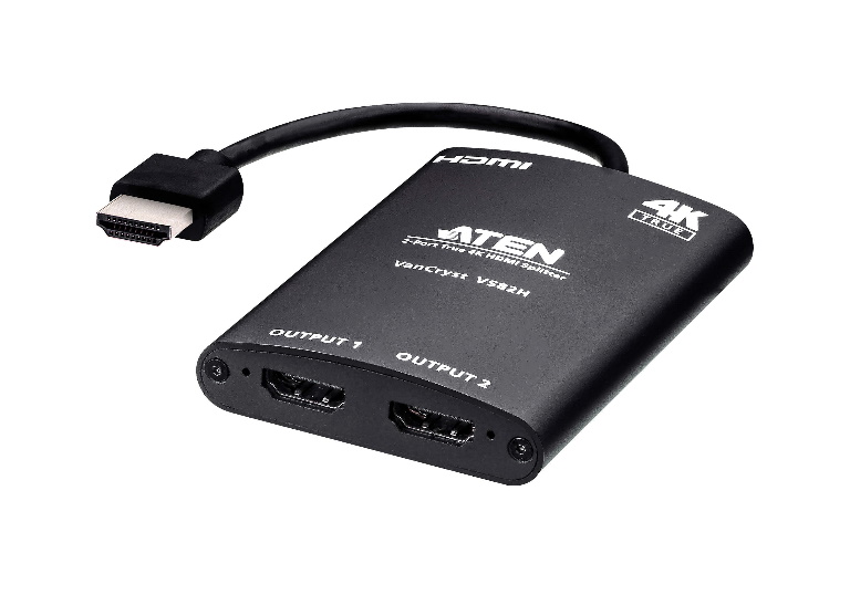 [4719264648076] Aten Video Splitter 2 Port HDMI True 4K Compact Splitter, USB powered, auto-downscaling feature,