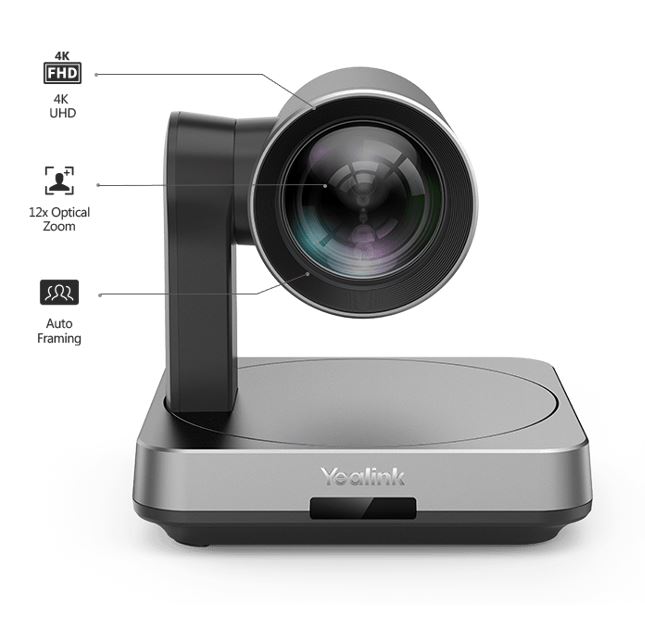 [6938818307278] Yealink UVC84 Video Conference Camera for Medium and Large Room, True 4K Ultra HD Video, 12x optical and 3x digital zoom, 80° field of view
