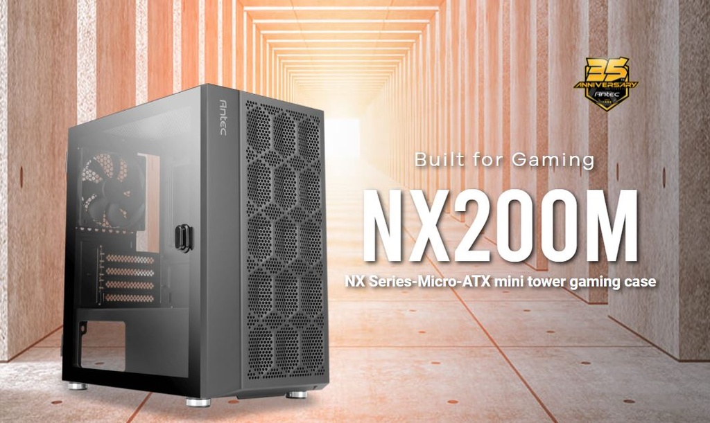 [761345810272] 761345810272 Antec NX200M m-ATX, ITX Case, Large Mesh Front for excellent cooling, Side Window, 1x 12CM Fan Included, Radiator 240mm. GPU 275mm (LS)