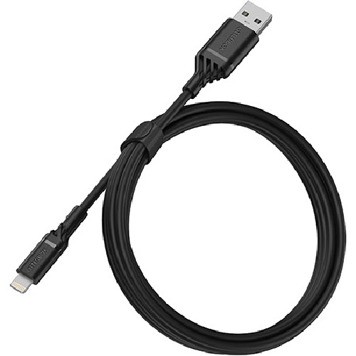 [840104211731] 840104211731 OtterBox Lightning to USB-A (2.0) Cable (1M) - Black (78-52525), 3 AMPS (60W), MFi, 3K Bend/Flex, 480Mbps Transfer, Durable, 2 Years Warranty