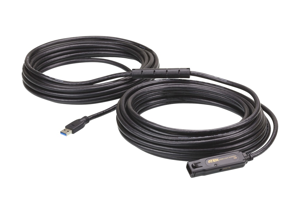 [4710469340413] 4710469340413 Aten USB 3.2 Gen 1 15m Extender Cable with AC Adapter, support 5 Gbps data-rate, daisy-chain up to 30m, unique locker head design