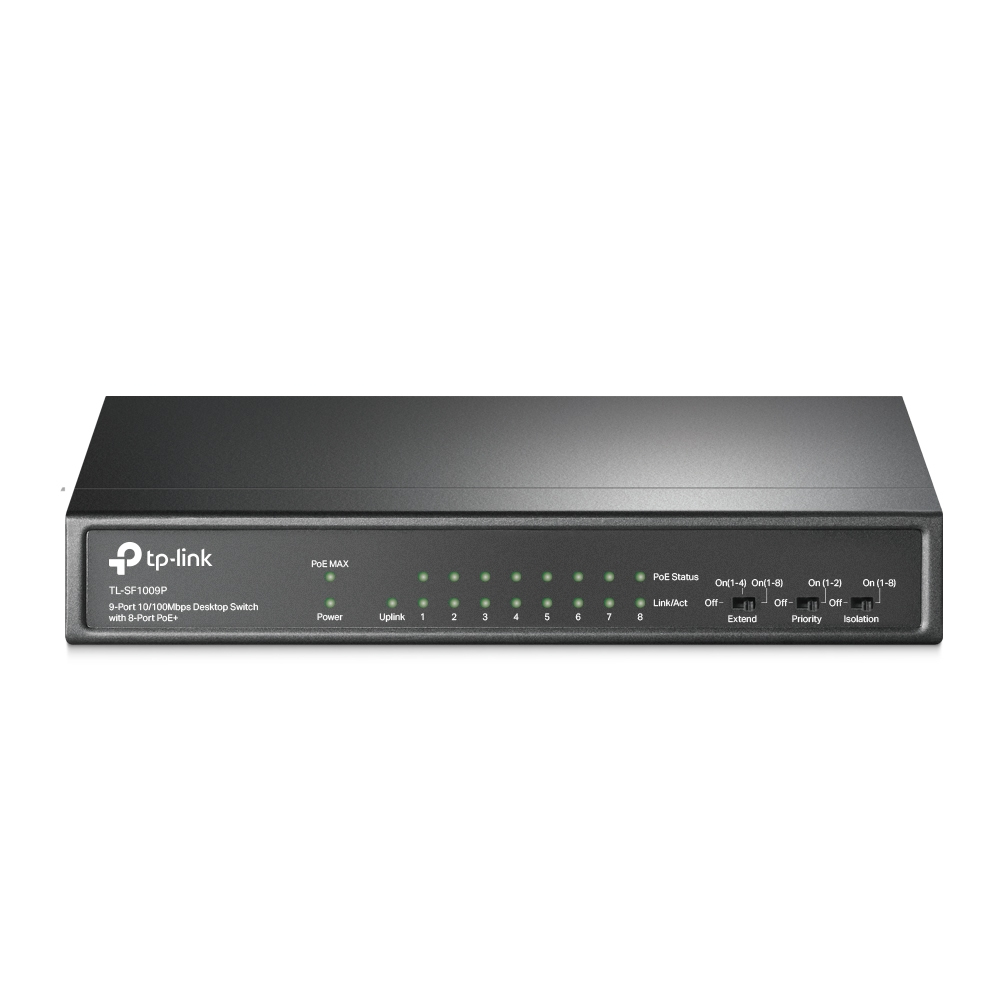 [6935364052966] 6935364052966 TP-Link TL-SF1009P 9-Port 10/100Mbps Desktop Switch with 8-Port PoE+, Up to 65W for 8 PoE ports, Up to 30W for each PoE port