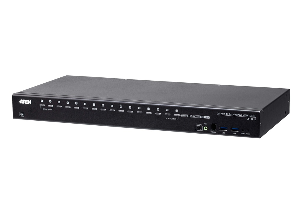[4719264649264] 4719264649264 Aten CS19216, 16- Port USB3.0 4K DisplayPort KVM Switch, Superior video quality, Cascadable to two levels-control up to 256 computers, Video DynaSync™