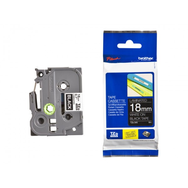 [COB-TZE-345] COB-TZE-345 Brother 18mm White on Black TZE Tape