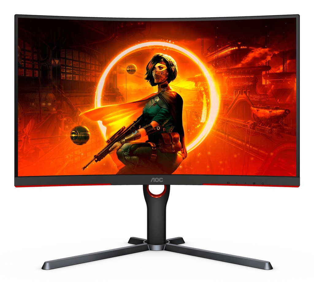 [4717385945852] 4717385945852 AOC 27" Super Curved 1000R, QHD 2560 x 1440 165hz, VA,  Free-Sync Premium, 1ms, HDR10,  DP, HDMI, HAS, Flicker Free, Low Blue, VESA 100 Monitor (LS)