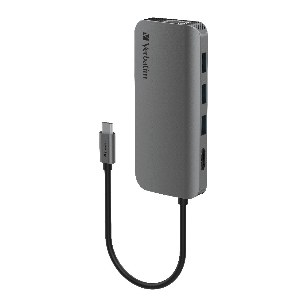 [4895117966044] 4895117966044 Verbatim USB-C Hub with HDMI, RJ45, SD, microSD, 3x USB A, USB-C PD 100W - Space Grey (LS) > new 32153