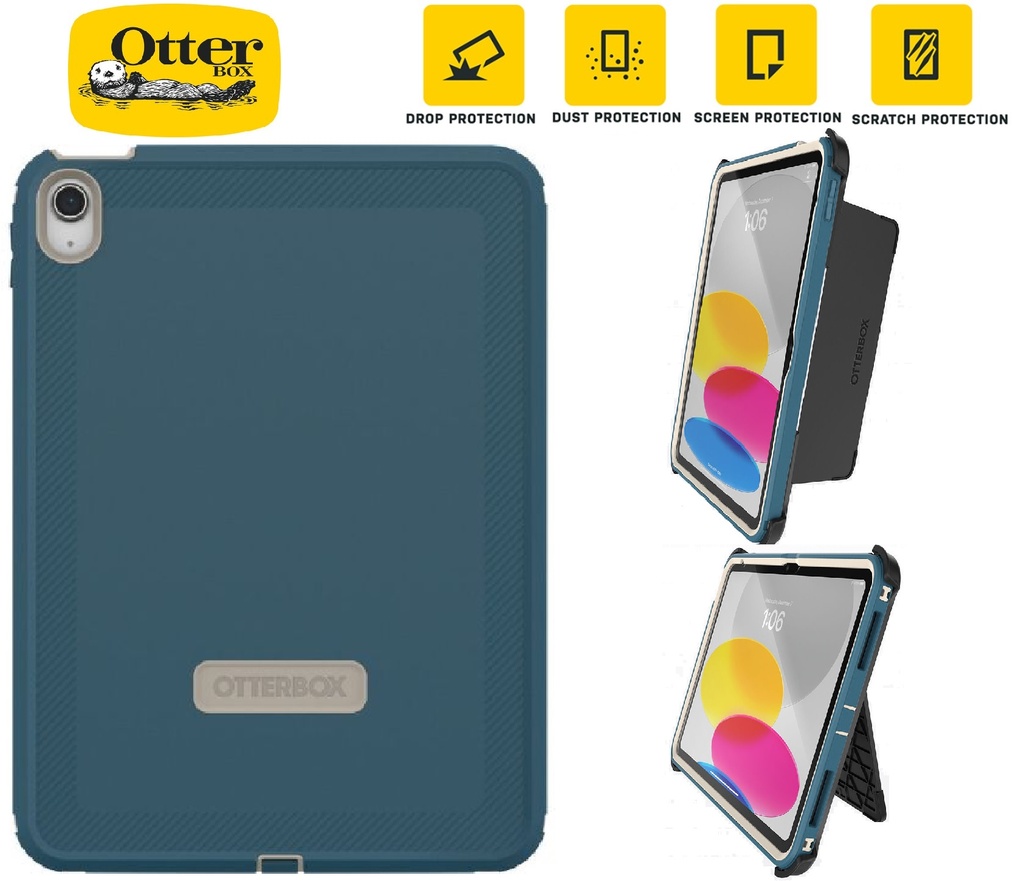 [840304700677] 840304700677 OtterBox Defender Apple iPad (10.9") (10th Gen) Case Baj Beach (Blue)-(77-90081),DROP+2X Military Standard,Built-in Screen Protection,7 Years Warranty