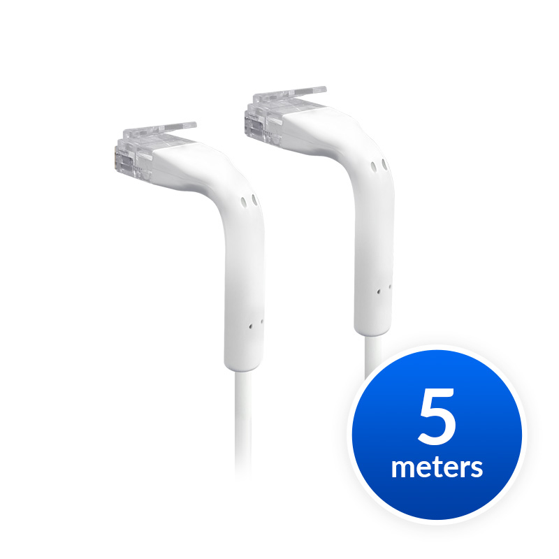 [810010071460] 810010071460 Ubiquiti UniFi Patch Cable Single Unit, 5m, White, End Bendable to 90 Degree, RJ45 Ethernet Cable, Cat6, Ultra-Thin 3mm Diameter, 2Yr Warr