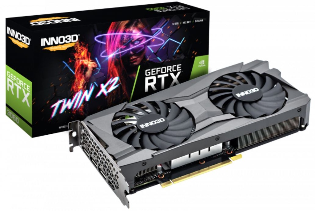 [835168002111] 835168002111 INNO3D nVidia GeForce RTX 3060 TWIN X2 12G GDDR6, 1777MHz Boost Clock, RAM 15Gbps, 3xDP. 1xHDMI, 240x120mm x 2-slot (3060)