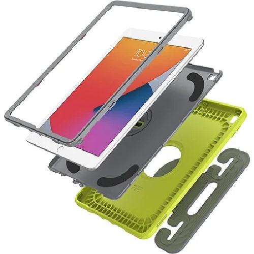 [840104238714] OtterBox EasyGrab Apple iPad (10.2") (9th/8th/7th Gen) Case Martian Green (Neon Green/Grey) - (77-81186), Rugged Protection, 7 Years Warranty