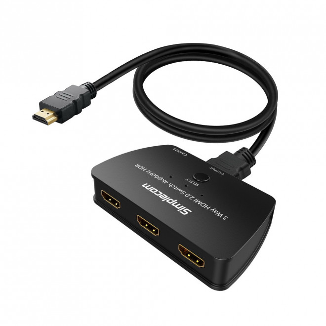 [9350414001300] Simplecom CM323 3 Way HDMI 2.0 Switch 3 IN 1 OUT Ultra HD 4K 60Hz HDR HDCP 2.2