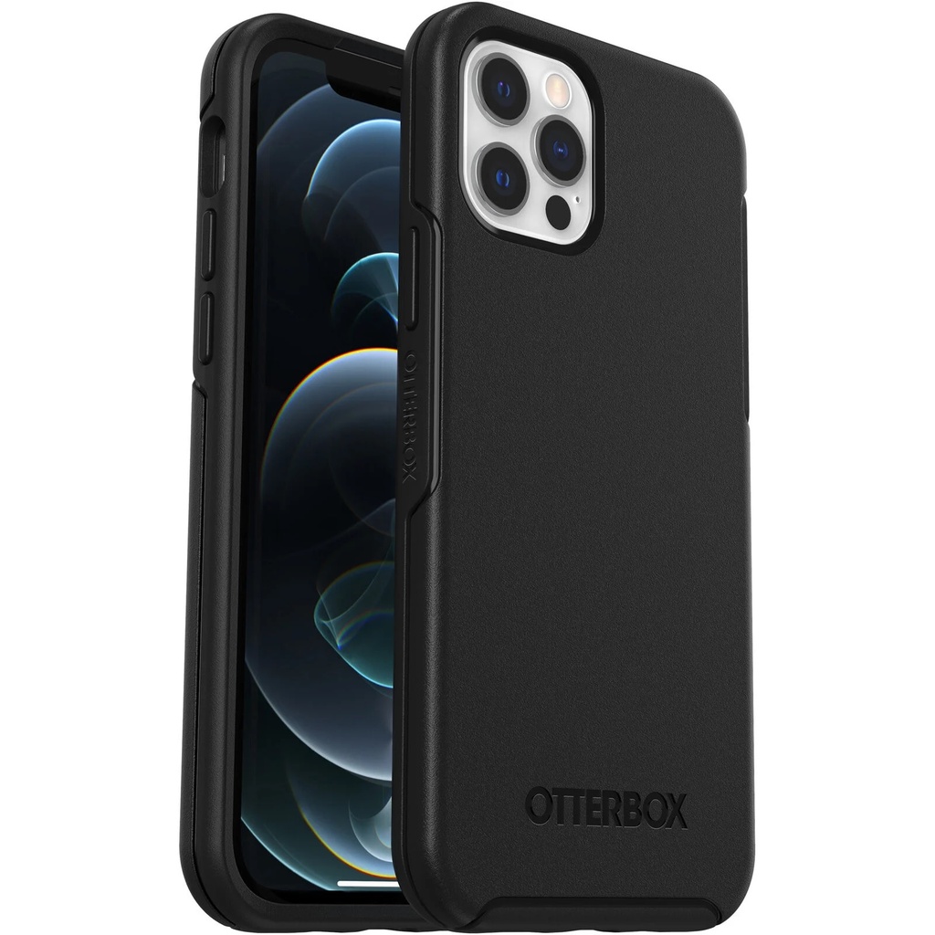 [840104215814] 840104215814 OtterBox Symmetry Apple iPhone 12 / iPhone 12 Pro Case Black - (77-65414), DROP+ 3X Military Standard, Raised Edges, Ultra-Sleek,7 Years Warranty