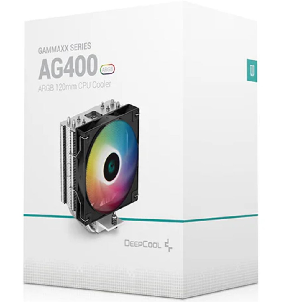 [6933412727750] 6933412727750 DeepCool AG400 ARGB Single Tower CPU Cooler, TDP 220W, 120mm Static ARGB Fan, Direct-Touch Copper Heat Pipes, Intel LGA1700/AMD AM5 Support