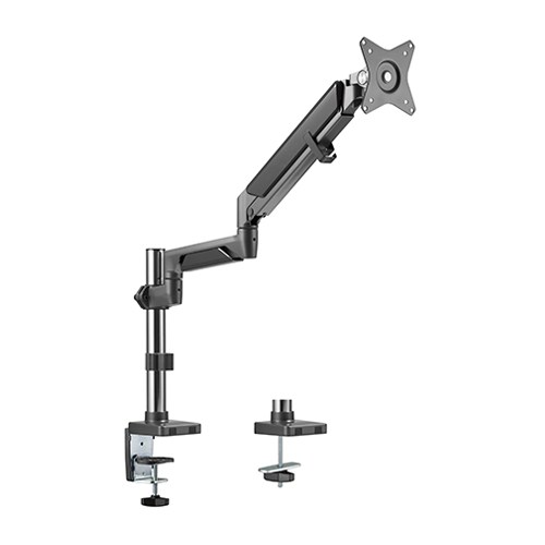 [6956745166454] Brateck Single Monitor Pole-Mounted Epic Gas Spring Aluminum Arm Fit Most 17"-32" Monitors, Up to 9kg per screen VESA 75x75/100x100 Space Grey (LS)
