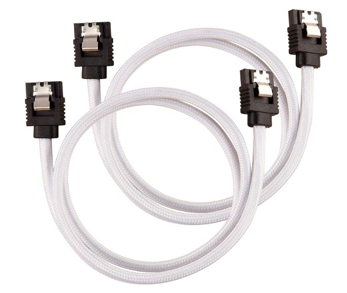 [843591080088] 843591080088 Corsair Premium Sleeved SATA 6Gbps 60cm Cable — White