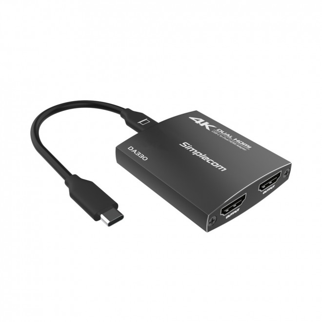 [9350414002338] Simplecom DA330 USB-C to Dual HDMI MST Adapter 4K@60Hz with PD and Audio Out