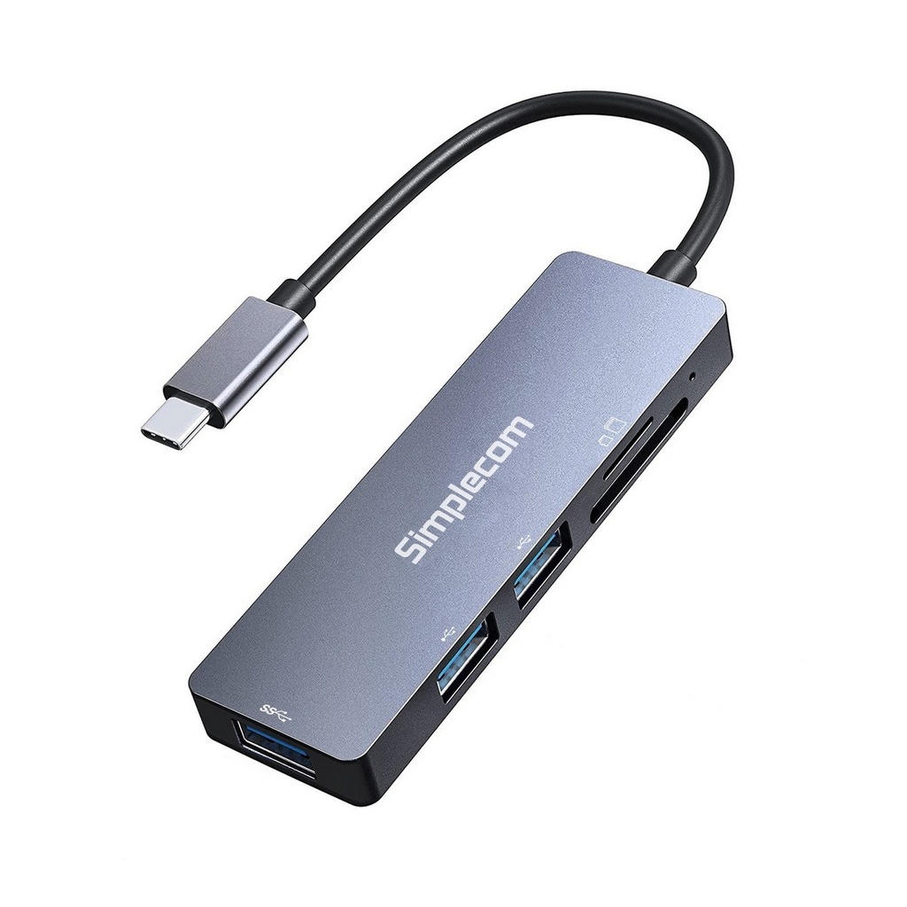 [9350414002826] 9350414002826 Simplecom CH255 USB-C 5-in-1 Multiport Adapter 3-Port USB-A Hub with SD MicroSD Card Reader