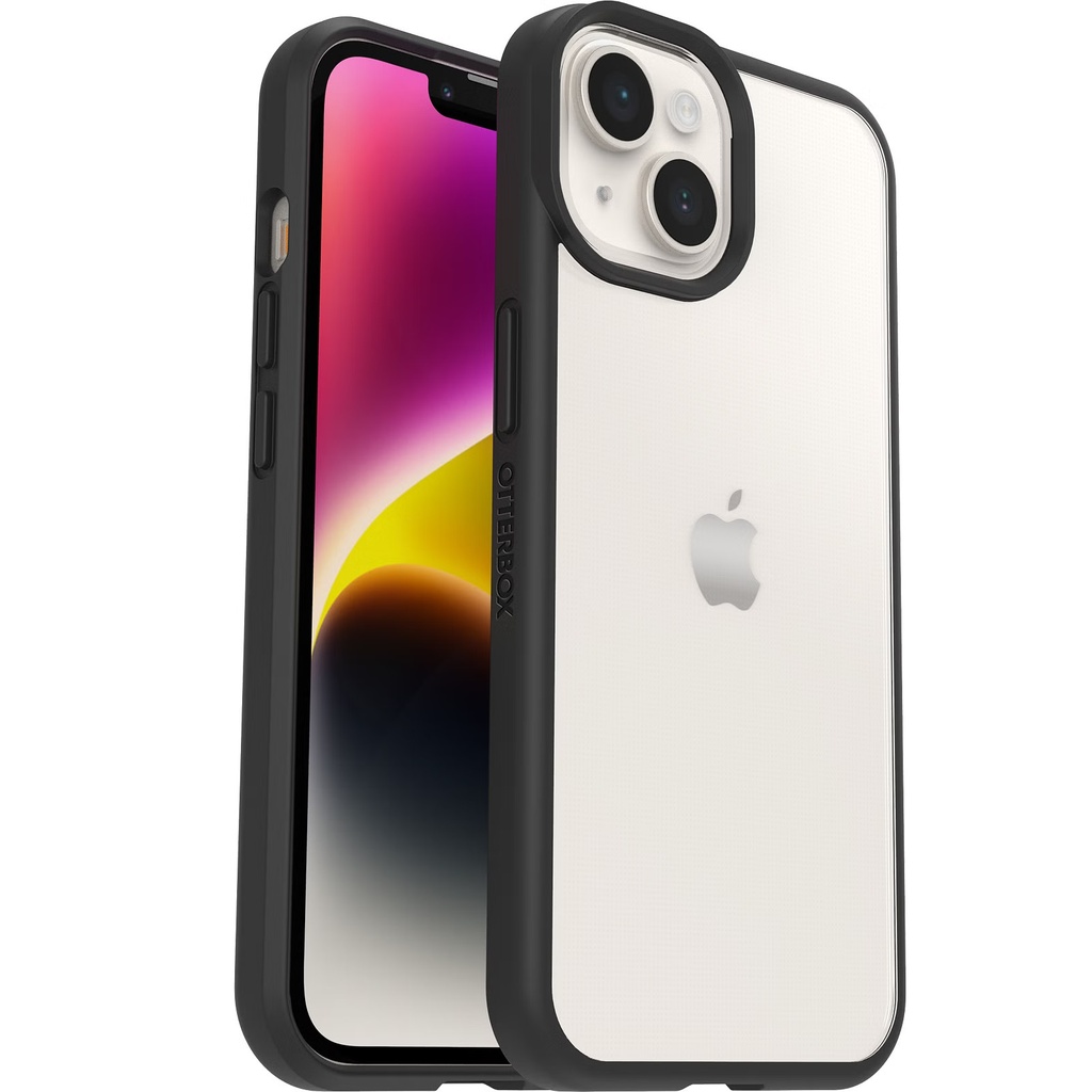 [840262384889] 840262384889 OtterBox React Apple iPhone 14 Plus Case Black Crystal (Clear/Black) - (77-88874), DROP+ Military Standard, Raised Edges, Hard Case, 7 Years Warranty