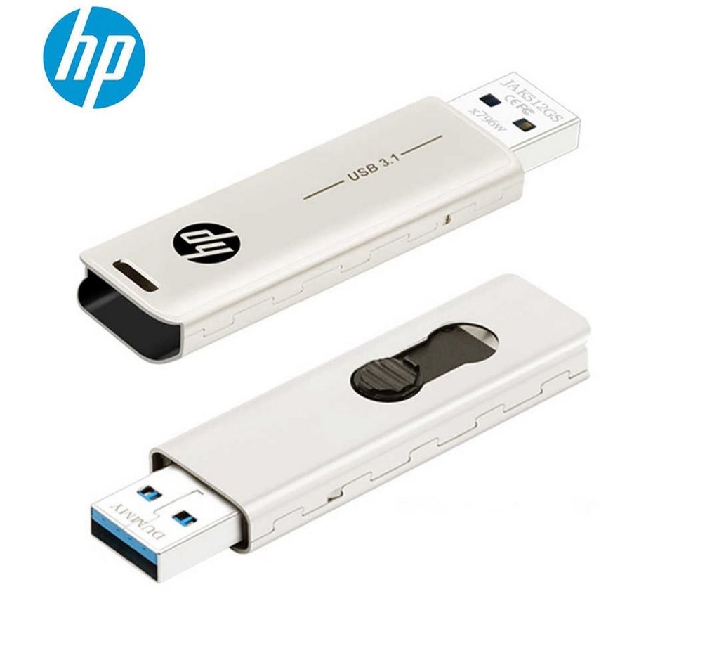[4712847098084] HP X796W 32GB USB 3.1 Type-A 70MB/s Flash Drive Memory Stick Thump Key 0°C to 60°C 5V Capless Push-Pull Design External Storage for Windows 10 11