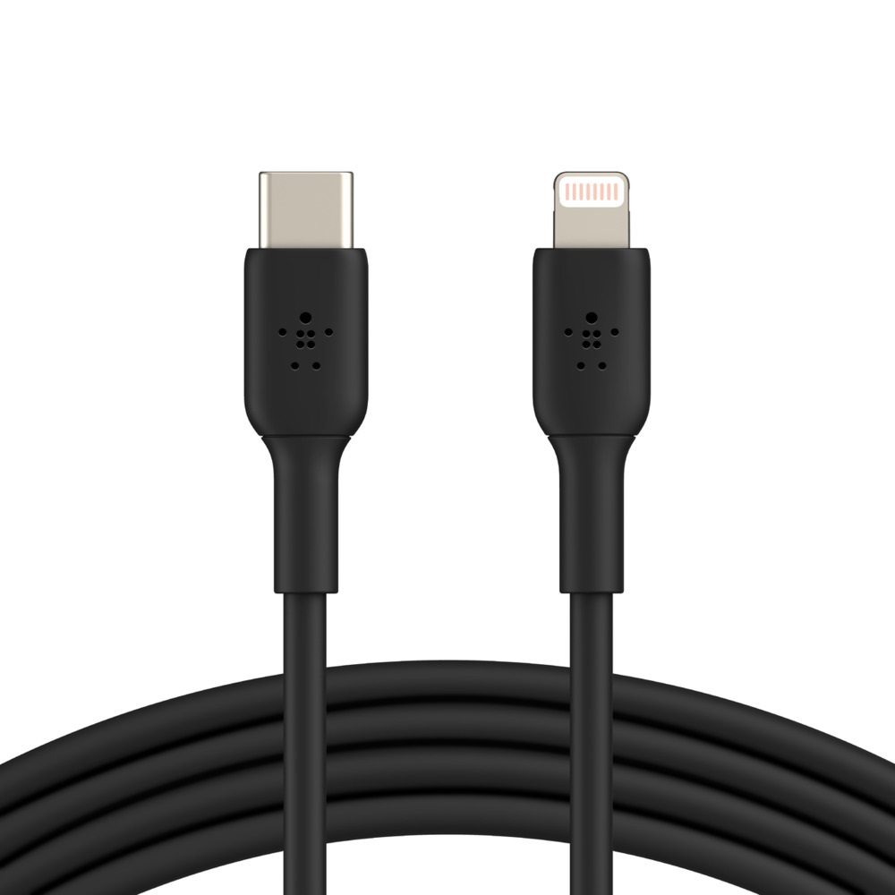 [745883788781] 745883788781 Belkin BoostCharge Lightning to USB-C Cable (1m/3.3ft) - Black (CAA003bt1MBK), 18W Fast Charge, 8,000+ bends tested, 480Mbps, USB-C PD, PVC Cable
