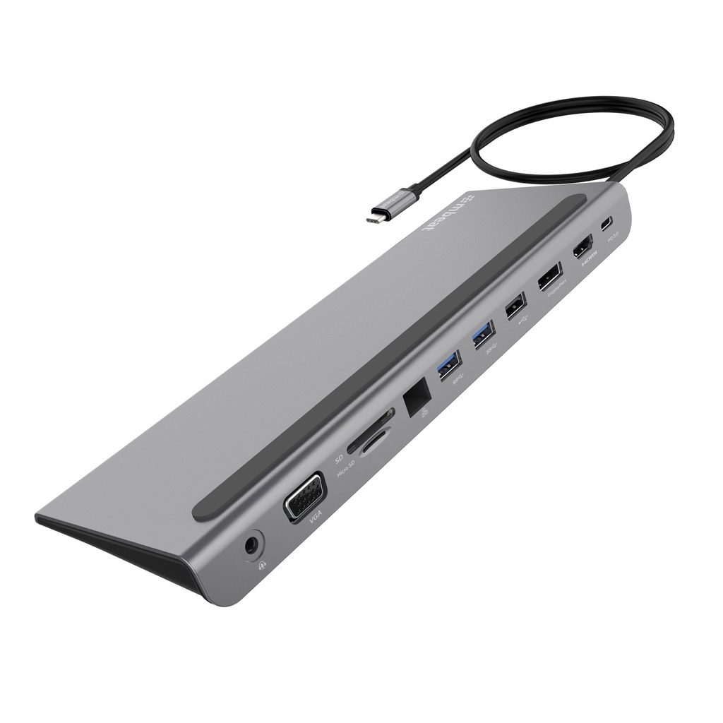 [9346396003111] 9346396003111 mbeat Elite Triple Display USB-C Docking Station with 100W Power Delivery 1xHDMI, 1x DisplayPort, 1x VGA, 2x USB 3.0, 1x USB 2.0, MicroSD, 1x RJ45
