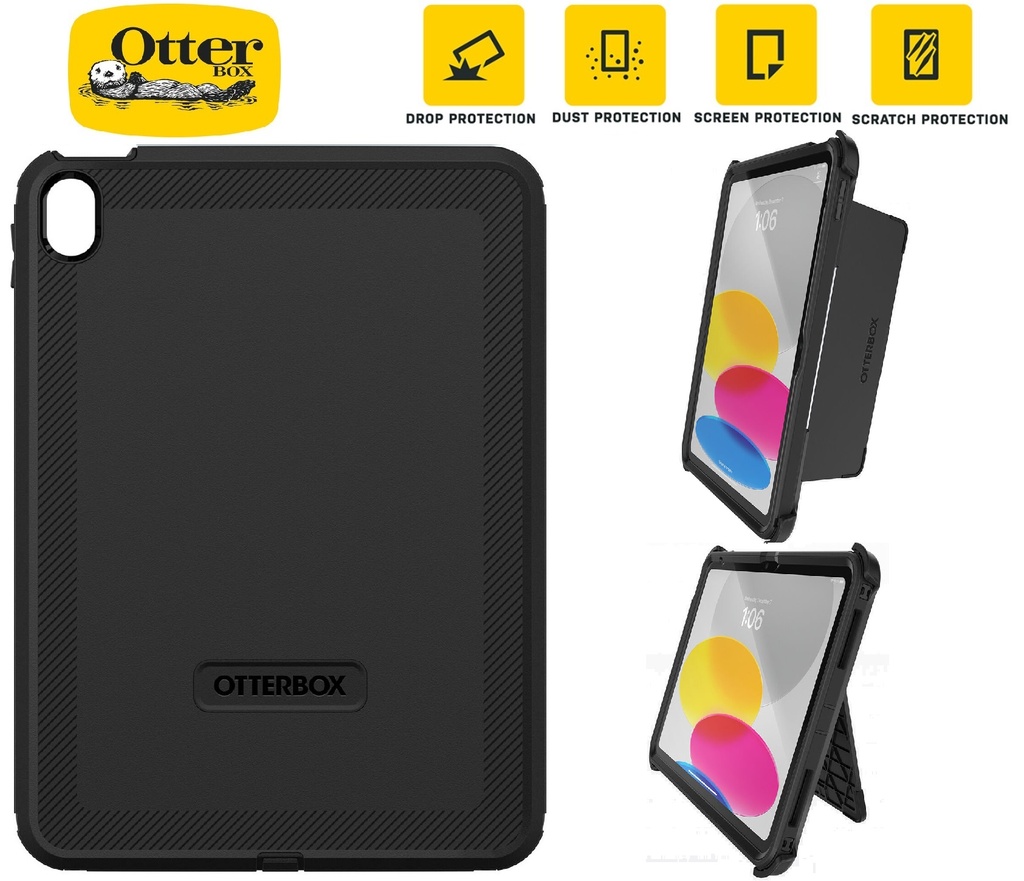 [840262399678] 840262399678 OtterBox Defender Apple iPad (10.9") (10th Gen) Case Black - (77-89953), DROP+ 2X Military Standard, Built-in Screen Protection, 7 Years Warranty