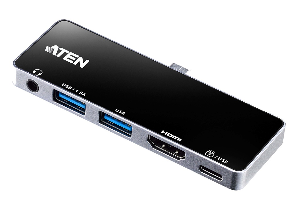 [4710469340635] 4710469340635 Aten USB-C Travel Dock with Power Pass-Through, Multiport connection, Supports DP1.4 with single HDMI video output, Designed for iPad Pro  Surface