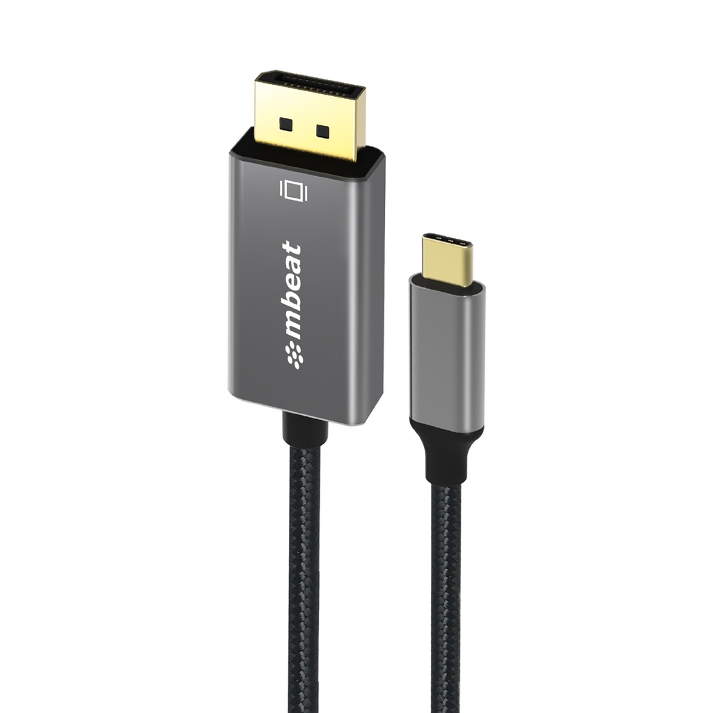 [9346396003173] 9346396003173 mbeat Tough Link 1.8m 4K USB-C to Display Port Cable - Converts USB-C to DisplayPort,4K@60Hz (3840×2160), Gold Plated, Aluminium, Nylon Braided Cable