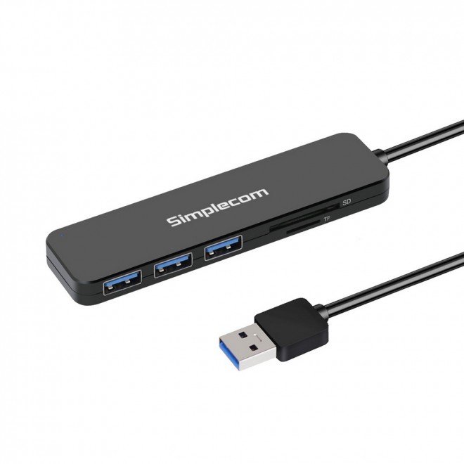 [9350414002437] Simplecom CH365 SuperSpeed 3 Port USB 3.0 (USB 3.2 Gen 1) Hub with SD MicroSD Card Reader