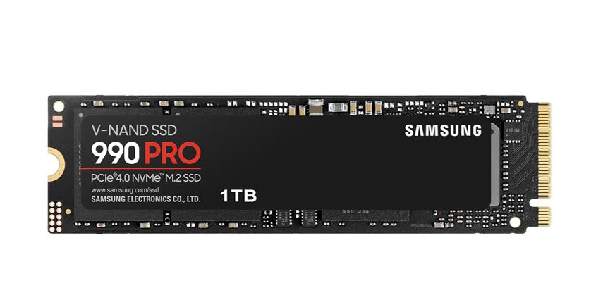[8806094215021] Samsung 990 Pro 1TB Gen4 NVMe SSD 7450MB/s 6900MB/s R/W 1550K/1200K IOPS 600TBW 1.5M Hrs MTBF for PS5 5yrs Wty