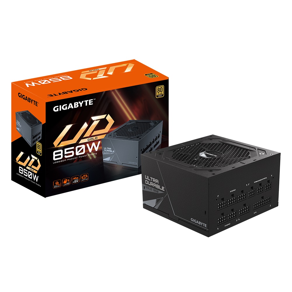 [4719331552558] 4719331552558 Gigabyte UD850GM 850W ATX PSU Power Supply  80+ Gold >90% 120mm Hydraulic Bearing(HYB)fan Black Flat Cables Single +12V Rail Japanese  >100K Hrs