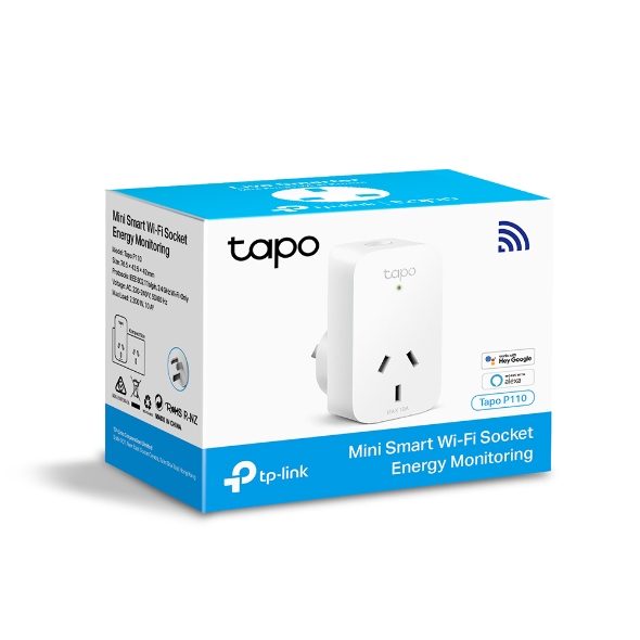 [4897098681978] TP-Link Tapo P110 Mini Smart Wi-Fi Socket, Energy Monitoring, Tapo App, Remote Control, Schedule  Timer, Voice Control, Away Mode, Easy Setup