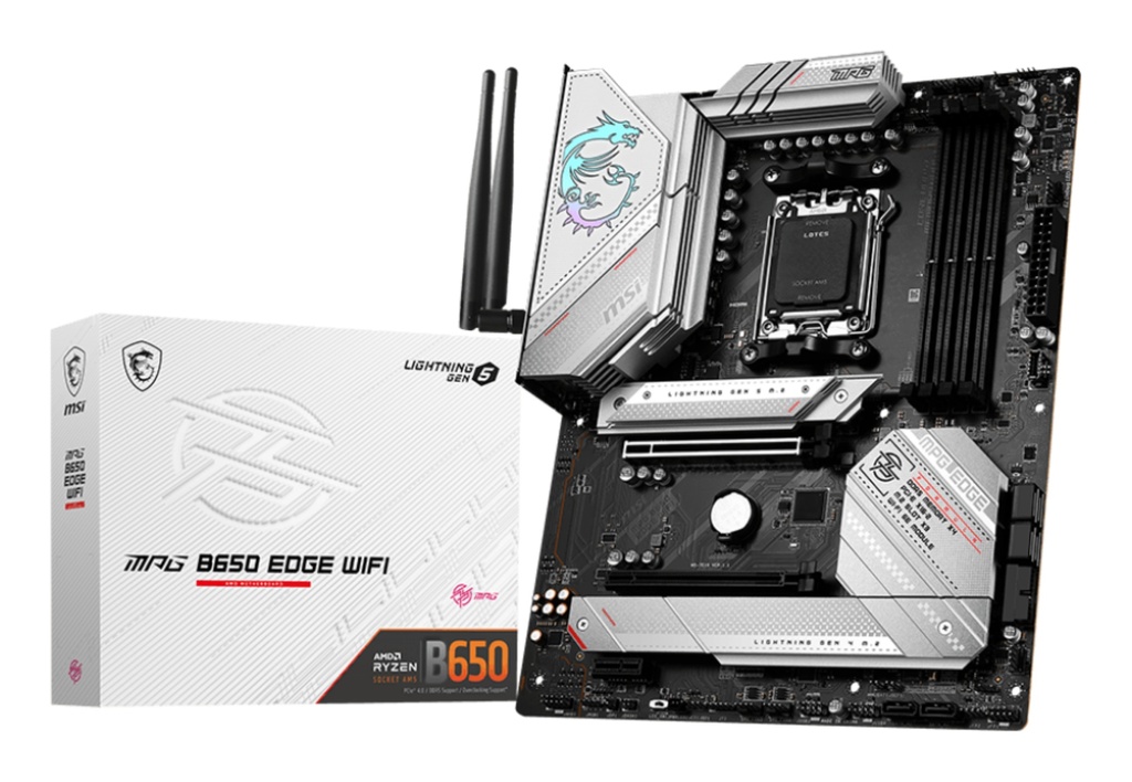 [4711377010191] 4711377010191 MSI MPG B650 EDGE WIFI AMD AM5 ATX Motherboard, 4x DDR5 ~128GB, 2x PCI-E x16, 1x PCI-E x1, 3x M.2, 6x SATA, 2x USB2.0, 7x USB 3.2, 1x USB-C