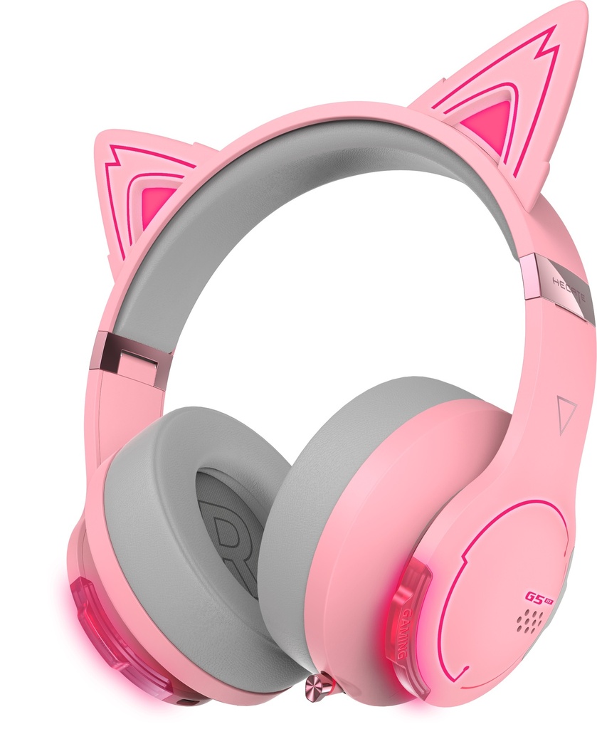 [6923520244270] 6923520244270 Edifier G5BT Cat Pink Hi-Res Bluetooth Gaming Headset with Hi-Res, Low Latency 45ms (+5ms), RGB Lighting, Multi-Mode, Bluetooth v5.2/AUX