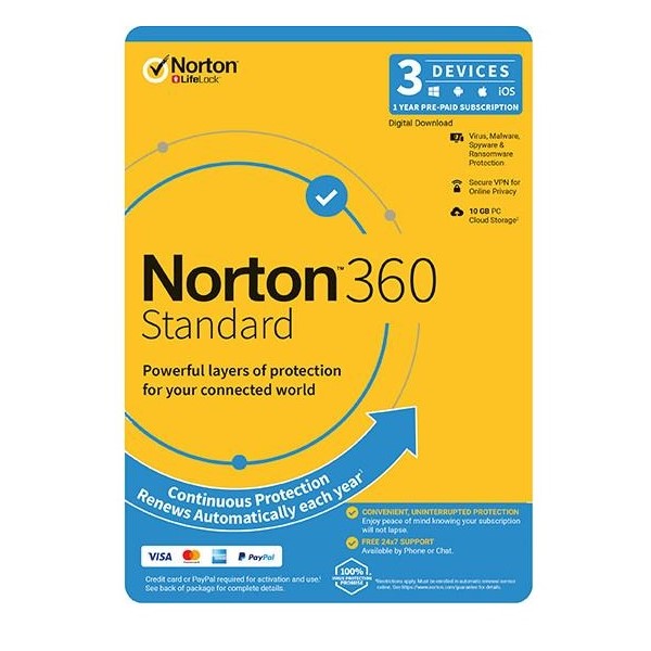 [21432691] 21432691 Norton 360 Standard 10GB AU 1 User 3 Devices ,12 Months, Digital Key via Email (Available on Leader Cloud)