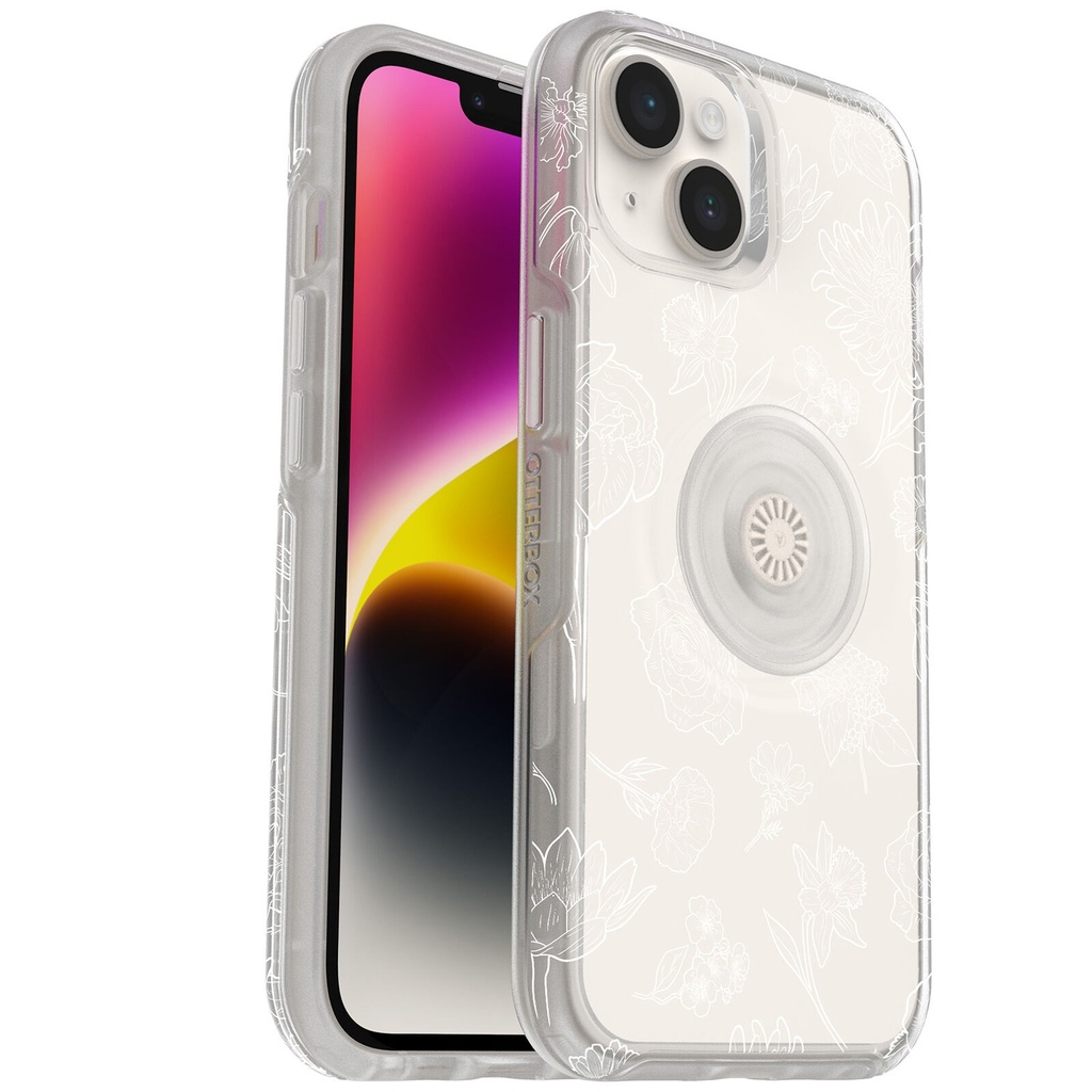 [840262396455] 840262396455 OtterBox Otter + Pop Symmetry Clear Apple iPhone 14 / iPhone 13 Case Flower Of The Month (Clear) - (77-89714),Antimicrobial,DROP+ 3X Military Sta