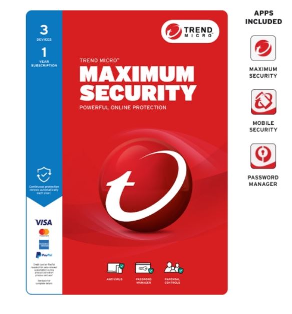 [4711370730119] 4711370730119 Trend Micro Maximum Security (3 Device) 1Yr Retail Mini Box Auto Renew