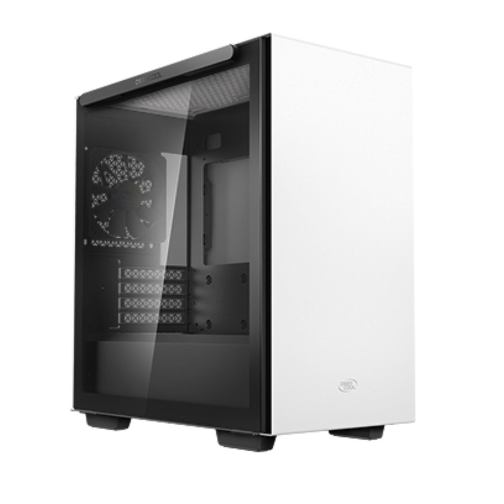 [6933412714392] 6933412714392 DeepCool MACUBE 110 White Minimalistic Micro-ATX Case, Magnetic Tempered Glass Panel, Removable Drive Cage, Adjustable GPU Holder, 1xPreinstalled Fan