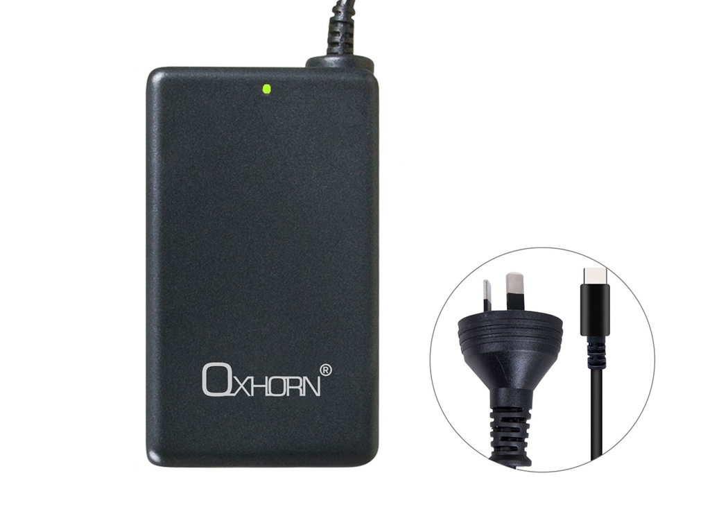 [9360330000677] 9360330000677 Oxhorn 65W AC Power Adapter USB-C Charger Power Delivery for Lenovo HP Dell Asus USB-C Laptop Tablet Mobile Built-in Power Supply Protection 2M Cable