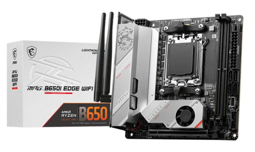 [4711377010146] 4711377010146 MSI MPG B650I EDGE WIFI AMD AM5 M-ITX Motherboard, 2x DDR5 ~64GB, 1x PCI-E x16, 2x M.2, 4x SATA, 2x USB2.0, 5x USB 3.2, 1x USB-C