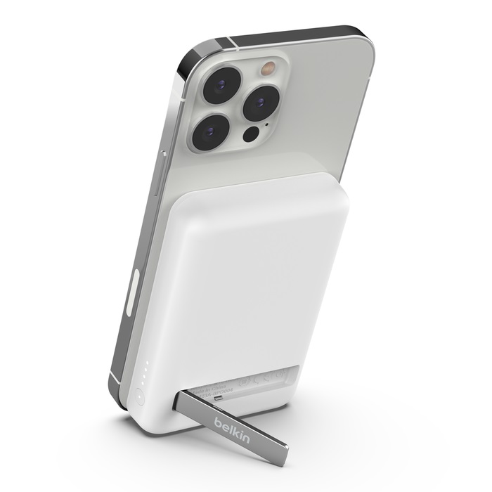 [745883841424] Belkin BoostCharge Magnetic Wireless Power Bank 5K + Stand - White (BPD004btWT), Compact  Light Weight, Type-C Cable (1M) included, $2,500 CEW, 2YR