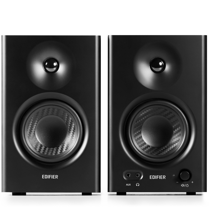 [6923520269112] 6923520269112 Edifier MR4 Studio Monitor - Smooth Frequency, 1" Silk Dome Tweeter, 4"  Diaphragm Woofer, Wooden, RCA TRS, AUX, Ideal for Content Creators -Black