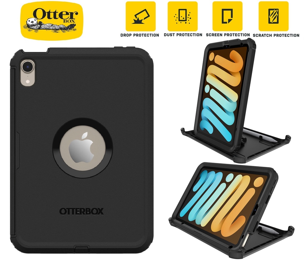 [840262369183] 840262369183 OtterBox Defender Apple iPad Mini (A17 Pro)/ iPad Mini (8.3") (6th Gen) Case Black - (77-87476), DROP+ 2X Military Standard, 7 Years Warranty