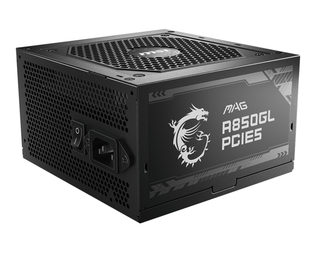 [4711377084253] 4711377084253 MSI MAG A850GL PCIE5 850W Up to 90% (80 Plus Gold) ATX Power Supply Unit, PFC, 100~240 VAC, 850W, 47-63Hz, PCI-E, SATA, FDD