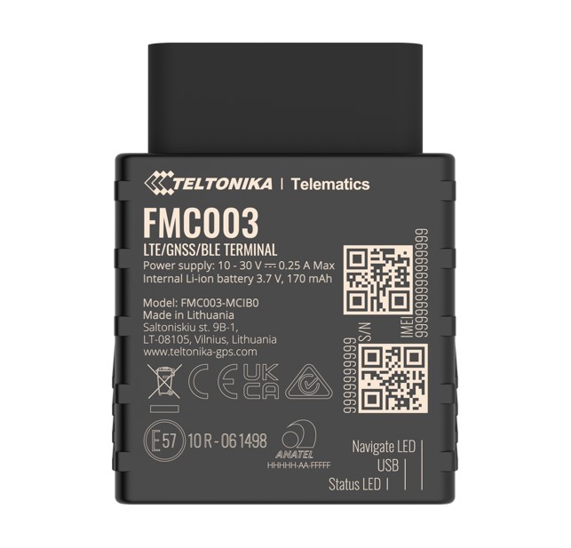 [4779027310244] 4779027310244 Teltonika FMC003 Advanced Plug and Track Real-Time Tracking Terminal with GNSS, GSM and Bluetooth Connectivity